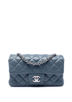 CHANEL Pre-Owned 2014-2015 Mini Rectangular Classic Caviar Single Flap crossbody bag - Blue