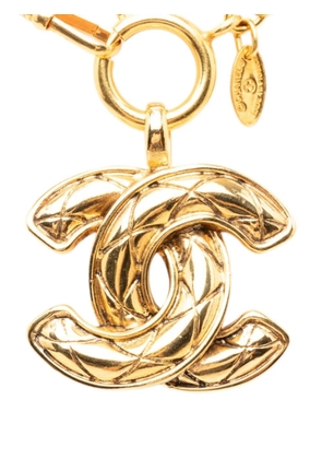 CHANEL Pre-Owned 1970-1980 CC Quilted Gold Plated Pendant Necklace costume necklace