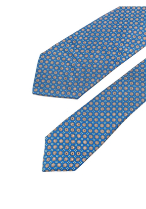 Kiton geometric-print silk tie - Blue