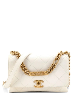 CHANEL Pre-Owned Bracelet On Chain Flap Bag Quilted Caviar Mini crossbody bag - White