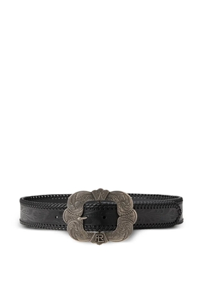 Ralph Lauren Collection tooled buckle embossed belt - Black