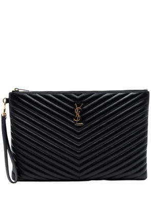 Saint Laurent Pre-Owned 2016 Chevron Calfskin Cassandre Document Holder clutch bag - Black
