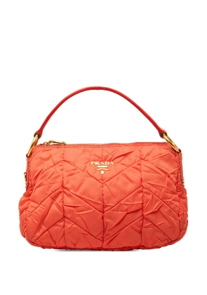 Prada Pre-Owned 1990-2010 Quilted Tessuto hobo bag - Orange