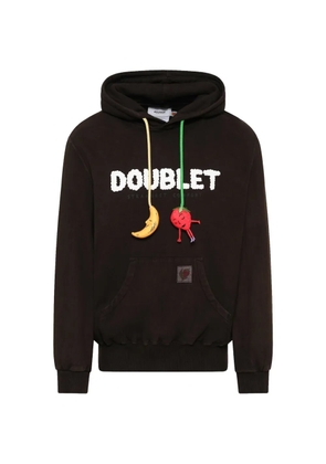 Doublet mud-dyed logo-appliqué hoodie - Brown