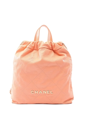 CHANEL Pre-Owned 2021-2026 Large Shiny Quilted Caviar 22 backpack - Orange