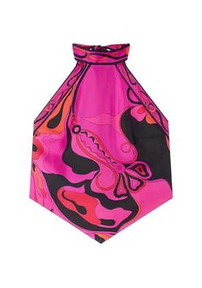 PUCCI Orchidee-print silk top - Pink