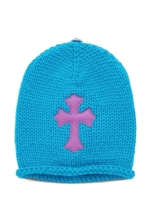 Chrome Hearts leather cross-patch beanie hat - Blue