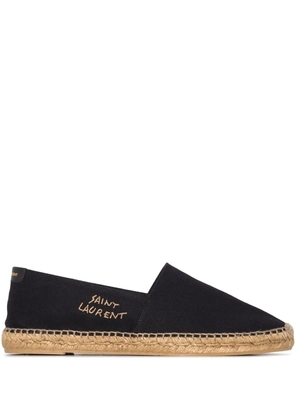 Saint Laurent logo-embroidered flat espadrilles - Black
