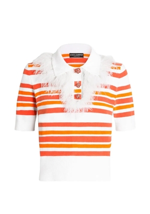 Dolce & Gabbana polo shirt pullover in striped knit - White