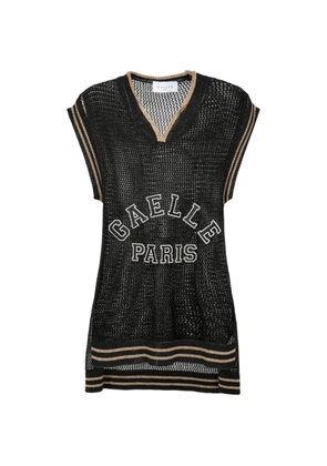Gaelle mesh logo-patch top - Black