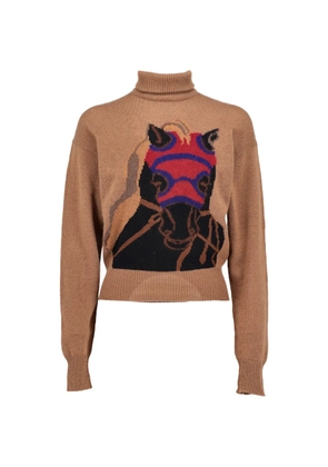Krizia Pre-Owned horse-intarsia roll-neck sweater - Neutrals