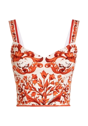 Dolce & Gabbana Majolica-print poplin top - Orange