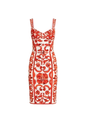Dolce & Gabbana Majolica-print charmeuse short dress - White