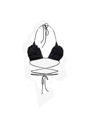 Magda Butrym floral-appliqué wrap-around bikini top - Black
