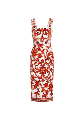 Dolce & Gabbana Majolica-print charmeuse dress - White