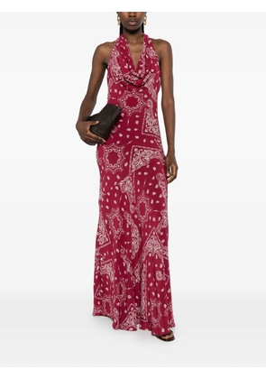 VENUJA Sierra bandana-print cowl-neck maxi dress - Red