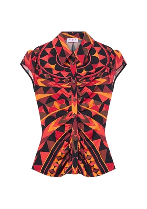 PUCCI Manuba-print ruched blouse - Red