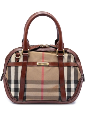 Burberry Pre-Owned 2000-2017 Small Leather Trimmed House Check Canvas Bridle Orchard satchel - Brown