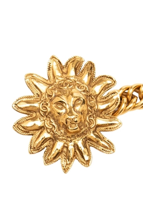 CHANEL Pre-Owned 1970-1980 Gold Plated Leo Lion Sun Medallion Charm Necklace costume necklace