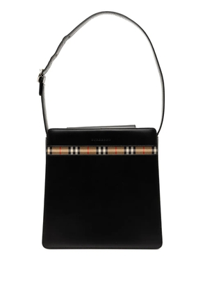 Burberry Pre-Owned 2000-2017 House Check Trimmed Leather shoulder bag - Black
