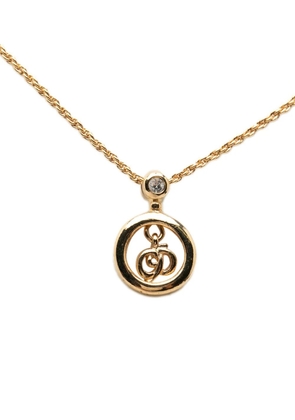 Christian Dior Pre-Owned 20th Century Gold Plated CD Logo Strass Pendant Necklace costume necklace