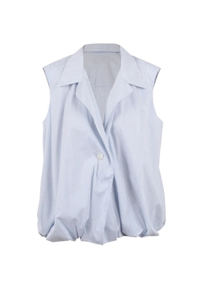 BALOSSA KYMA striped bubble-hem top - Blue