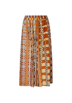 mapoésie checked patchwork-effect skirt - Orange