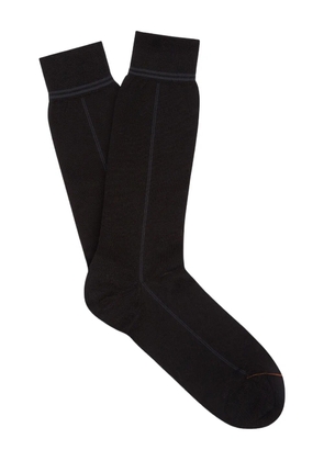 Zegna ribbed-trim crew socks - Black