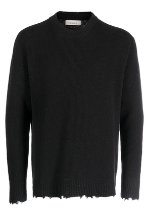 Laneus distressed crew-neck wool jumper - Black