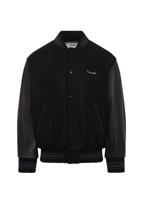 Vowels logo-embroidered wool varsity jacket - Black