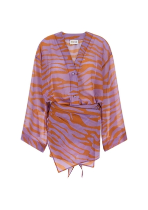 The Attico The First Bath animal-print cotton mini dress - Purple