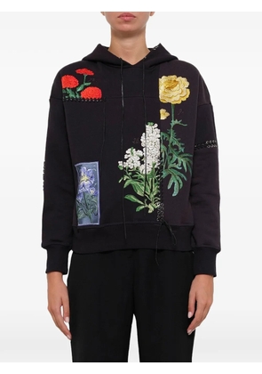 Alexander McQueen floral-embroidered hoodie - Blue