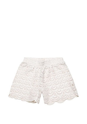 MC2 Saint Barth Meave sequin-embellished scalloped-edge shorts - Neutrals