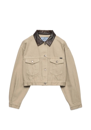 Prada cropped old denim jacket - Neutrals