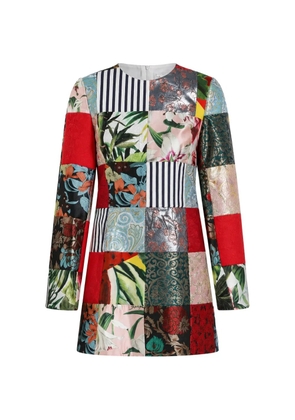Dolce & Gabbana patchwork long-sleeved mini dress - Red