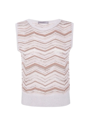 D.Exterior chevron-knit vest - White