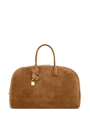 Saint Laurent large suede bowling duffle bag - Brown