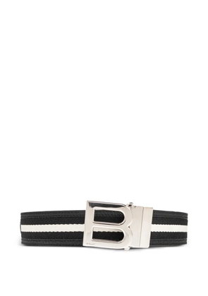 Bally logo-plaque striped belt - Black