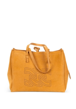 Casadei perforated-logo suede tote bag - Neutrals