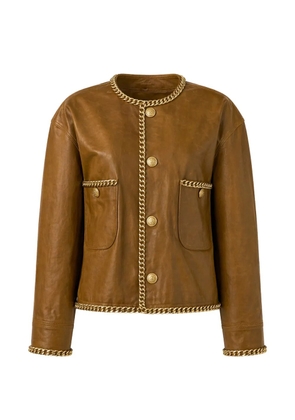 R13 chain-link leather jacket - Brown