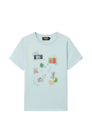 Mini Cream graphic-print T-shirt - Blue