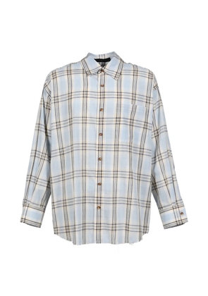 JUN/NAKAYAMA check-pattern frayed shirt - Blue