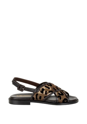 Luca Grossi leopard-print crossover sandals - Brown