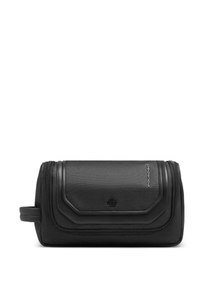 PIQUADRO leather-trim hanging toiletry bag - Black