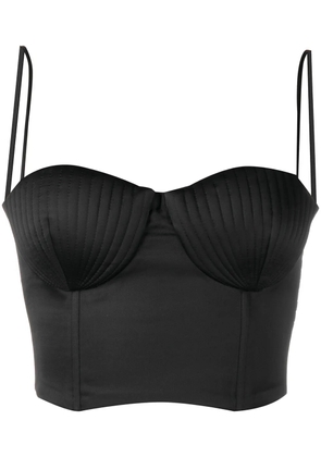 Bevza sweetheart-neck satin cropped top - Black