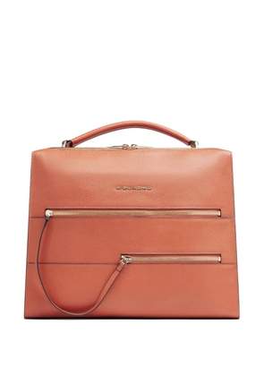 PIQUADRO grained leather laptop bag - Brown