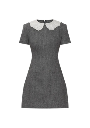 Self-Portrait Herringbone lace collar mini dress - Grey