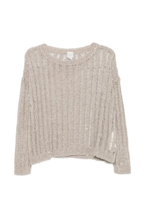 120% Lino sequin-embellished open-knit sweater - Grey