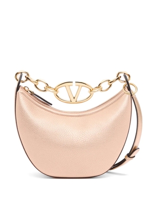 Valentino Garavani VLogo Moon mini bag in metallic calfskin with chain - Pink