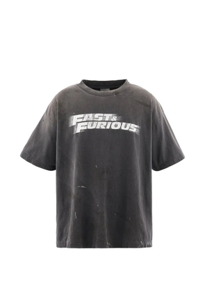 SAINT MXXXXXX distressed-effect logo-print t-shirt - Grey
